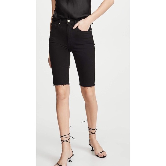 Frame Denim Pants - FRAME Denim Black 'Le Vintage' Bermuda Jean Shorts Frayed Raw-Edge Hem NWT 29